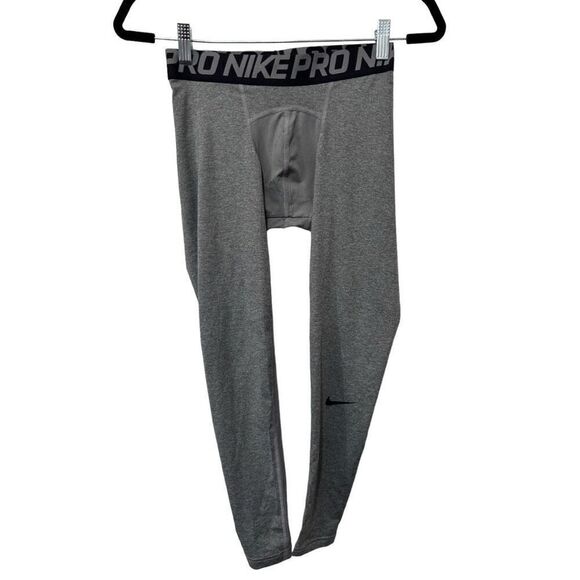 Nike Pro Gray Dri-Fit Men's Running Compression Athletic Leggings Gym Size S - Picture 1 of 9